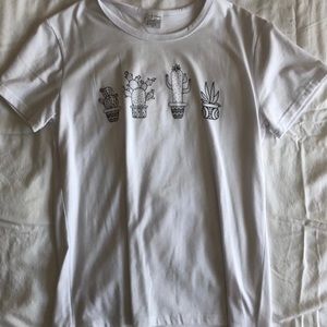 ROMWE White Cactus Print T-shirt